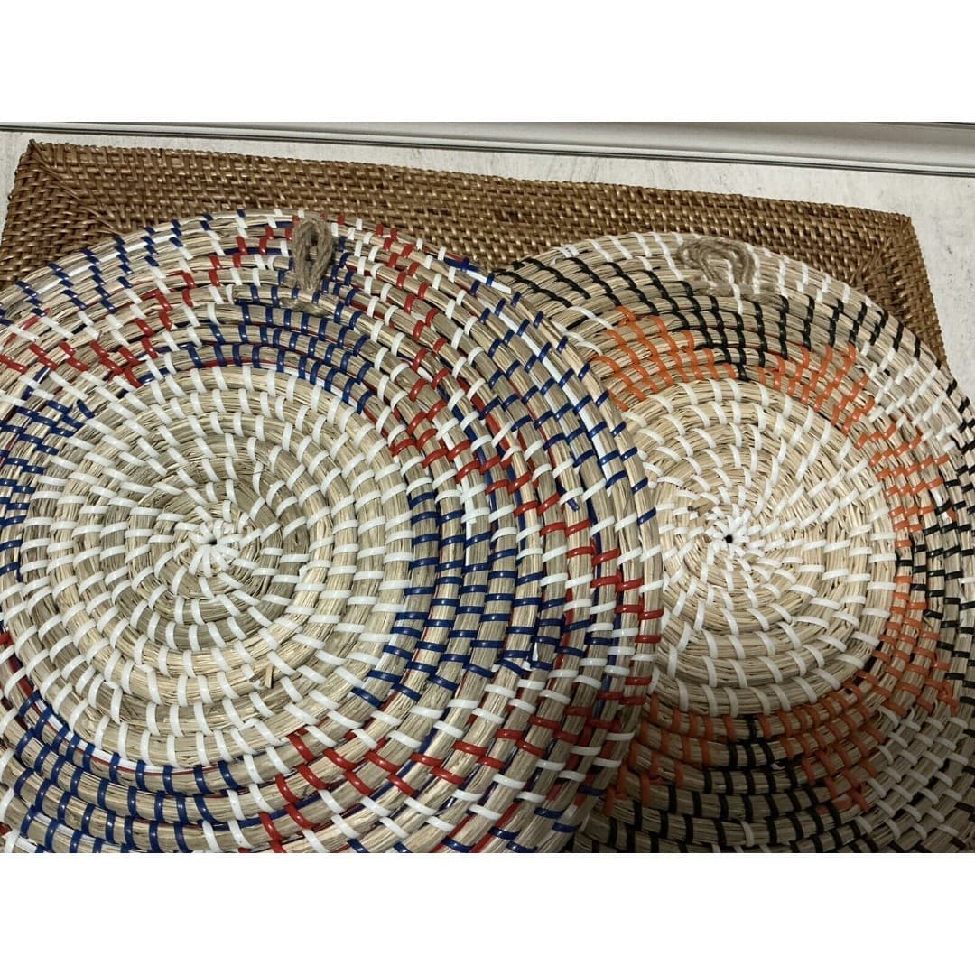 Seagrass Handmade Patterned Basket Plate/Wall Decor Set Of 4 - Thumbnail 10