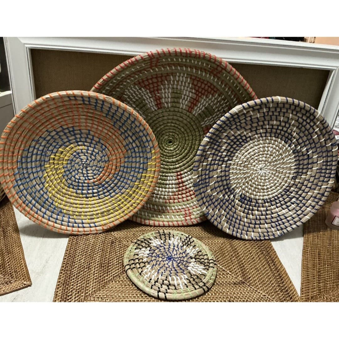 Seagrass Handmade Patterned Basket Plate/Wall Decor Set Of 4 - Thumbnail 4