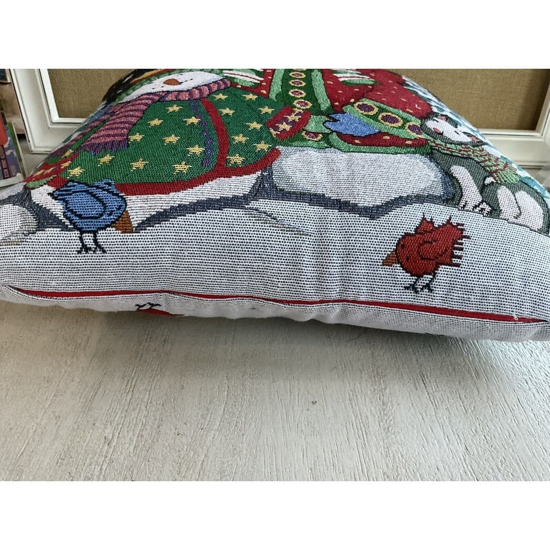 Christmas Snowman Tapestry Pillow 16x16 - Thumbnail 3