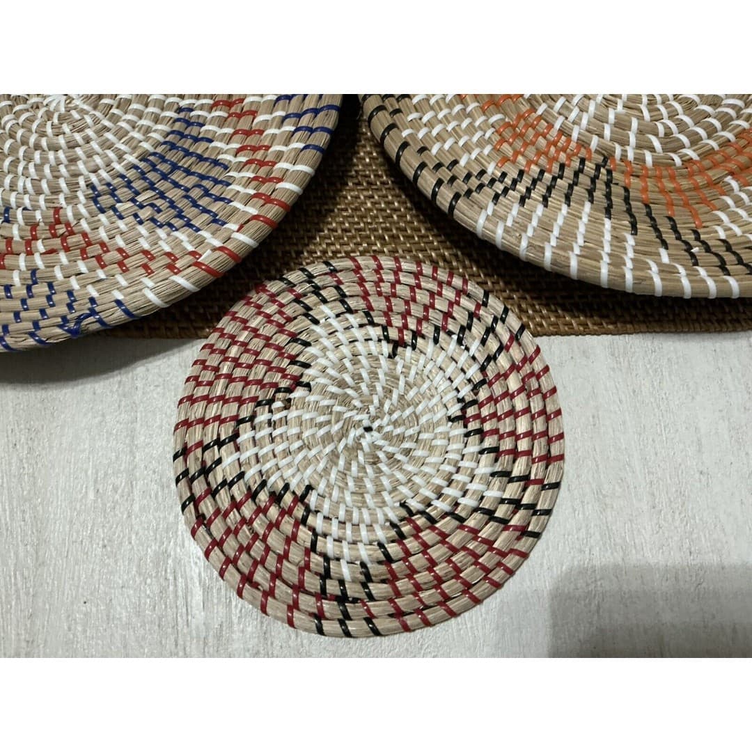 Seagrass Handmade Patterned Basket Plate/Wall Decor Set Of 4 - Thumbnail 9