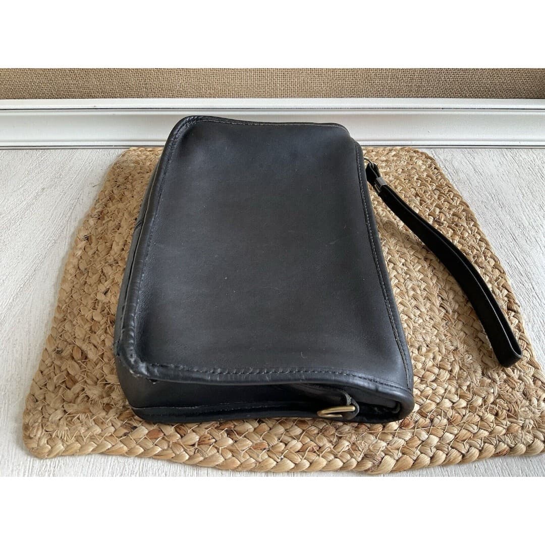 Vintage Coach Bonnie Cashin Wristlet Clutch Black Leather Missing Strap - Thumbnail 11