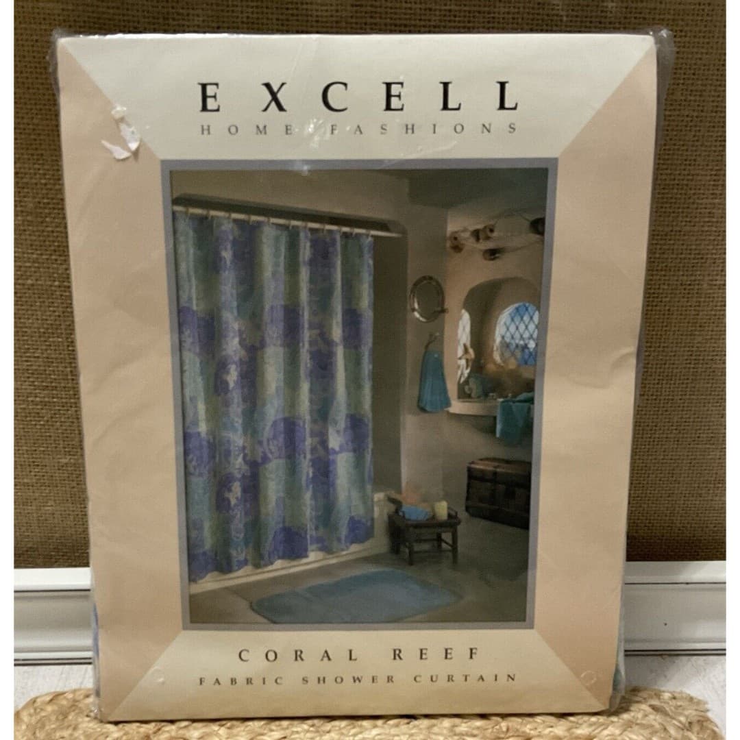 Vintage Coral Reef Design Excell Home Fashion Fabric Shower Curtain NEW - Thumbnail 2