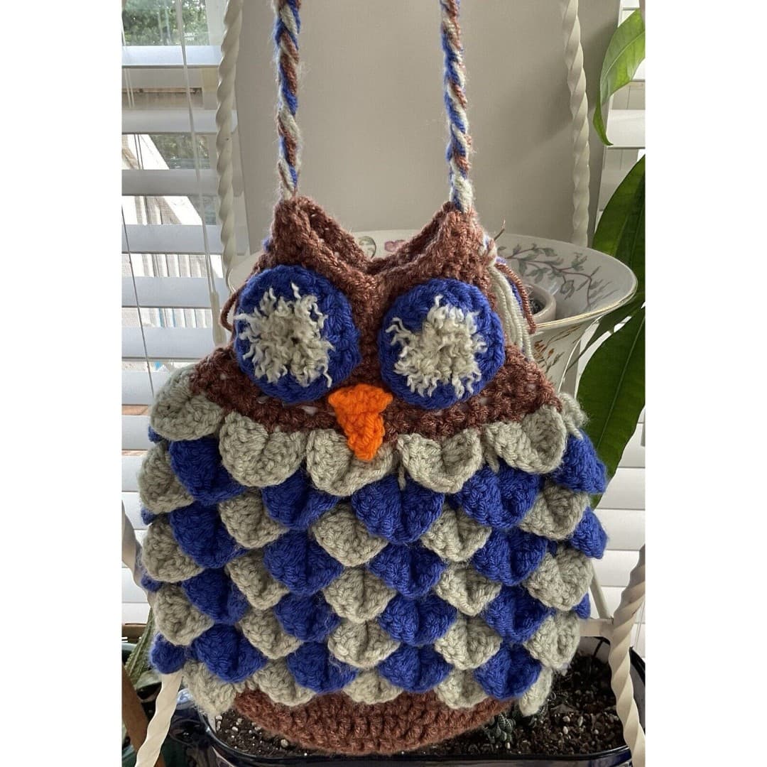 OWL Purse Bag Medium Crochet Handmade Fun Animal Party