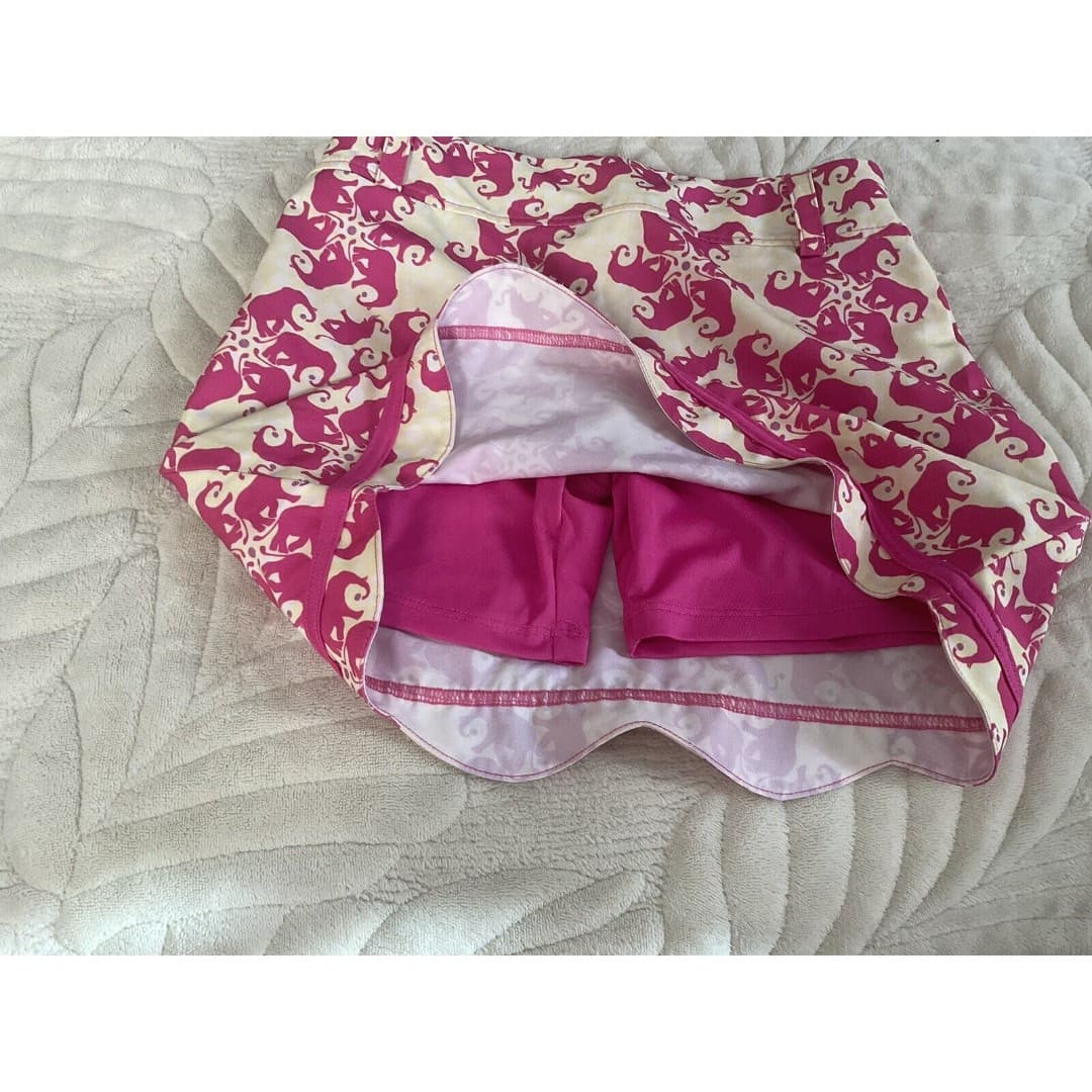 Turtle & Tees Youth size Large Pink/Yellow skort Elephants - Thumbnail 3