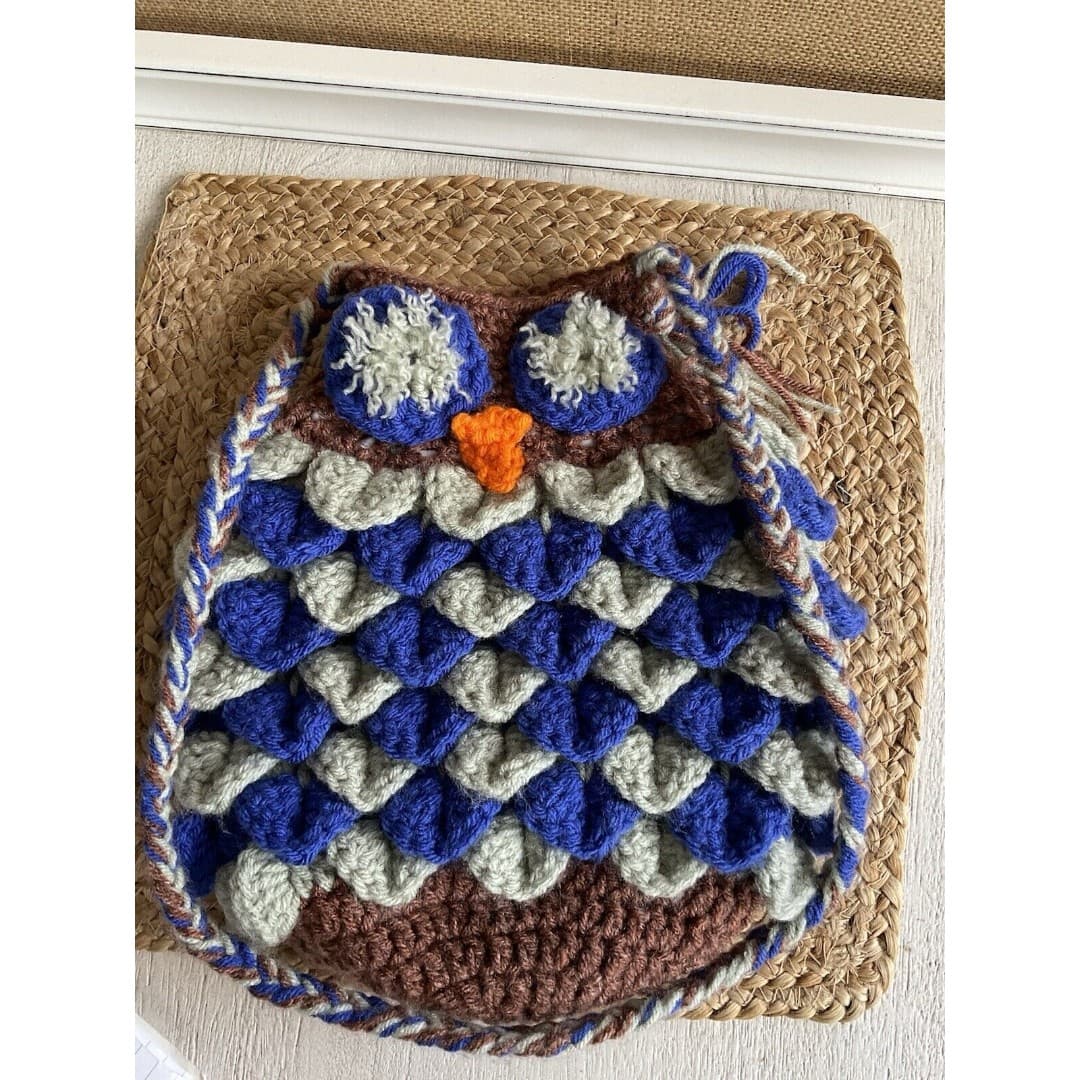 OWL Purse Bag Medium Crochet Handmade Fun Animal Party - Thumbnail 4