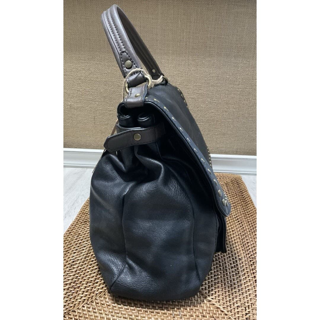 Chillx By Le Miel Black Faux Leather Satchel Handbag W/strap NWT - Thumbnail 4