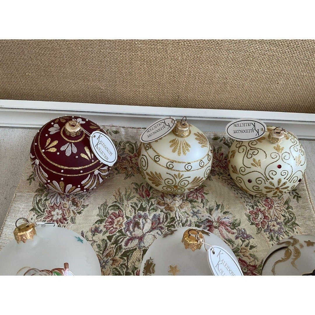 Lot Of 6 Kaleidoscope Kolle tion Glass Christmas Ornaments