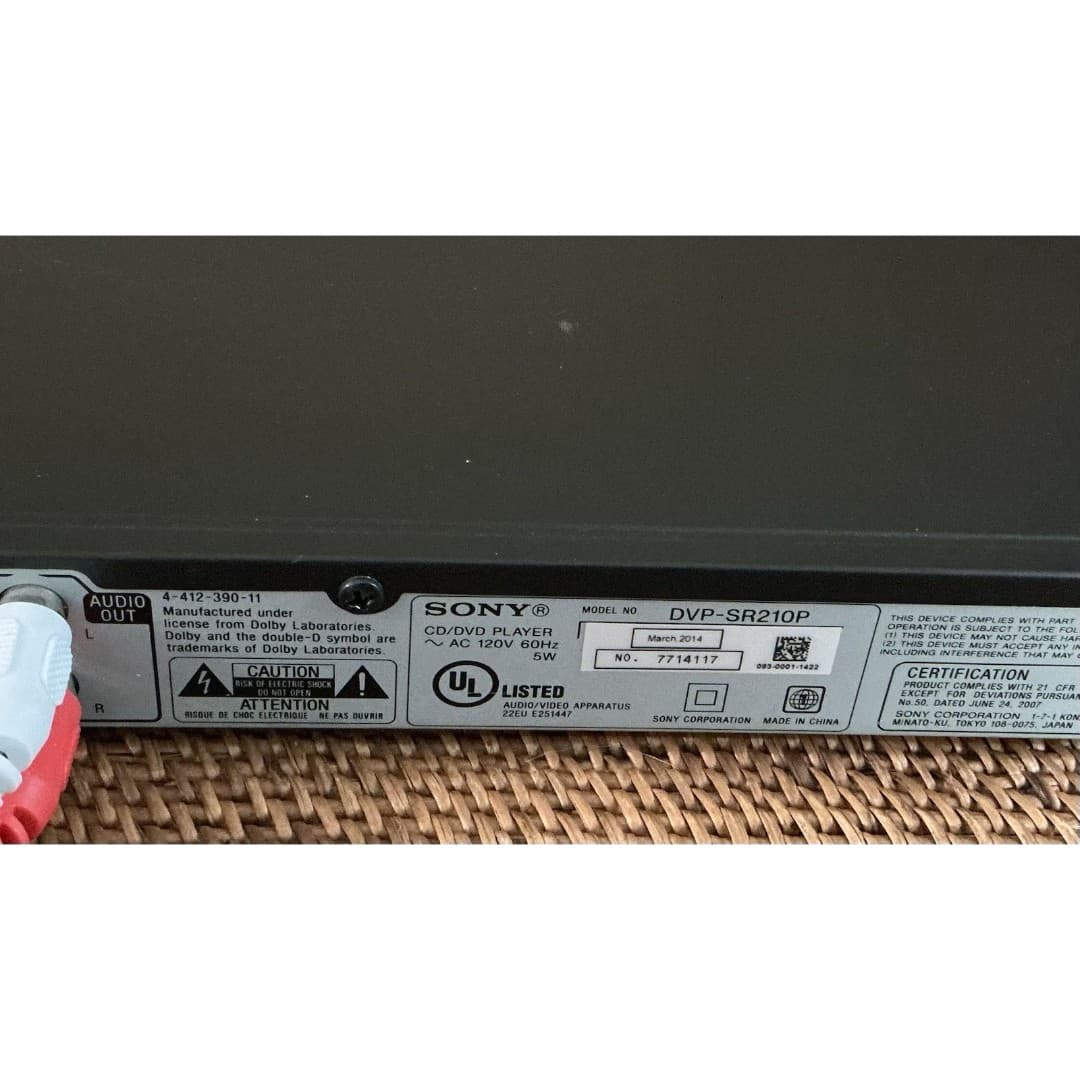 Sony CD/DVD Player DVP-SR210P w/ AV Cables NO REMOTE - Thumbnail 3