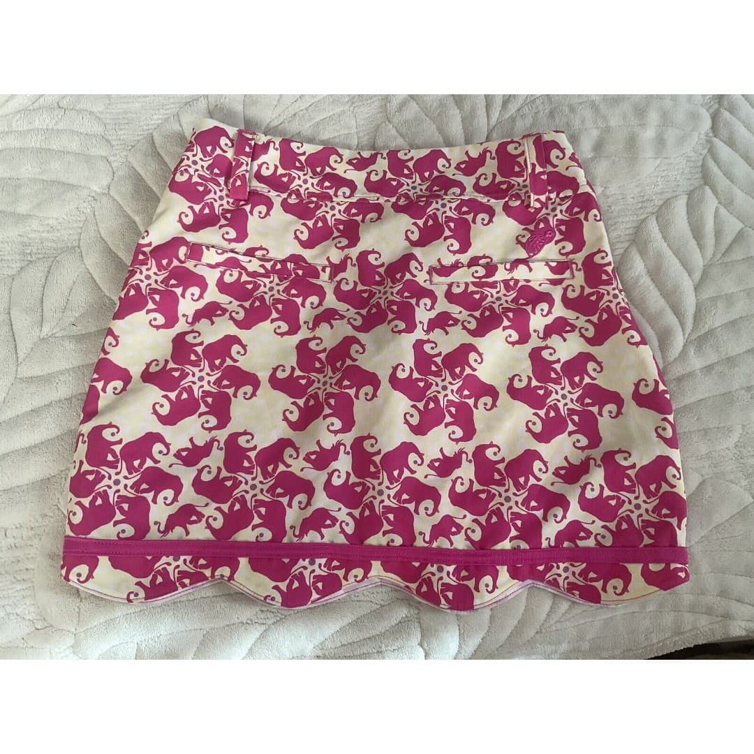 Turtle & Tees Youth size Large Pink/Yellow skort Elephants - Thumbnail 2