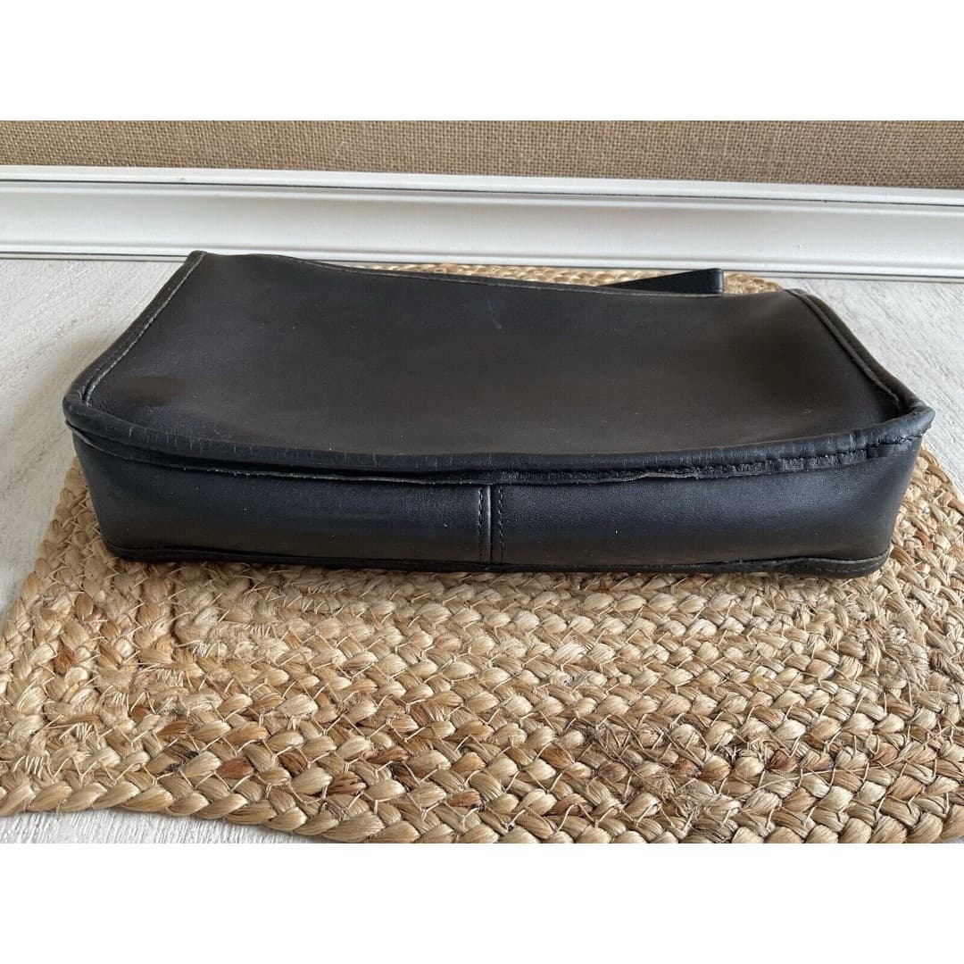 Vintage Coach Bonnie Cashin Wristlet Clutch Black Leather Missing Strap - Thumbnail 2