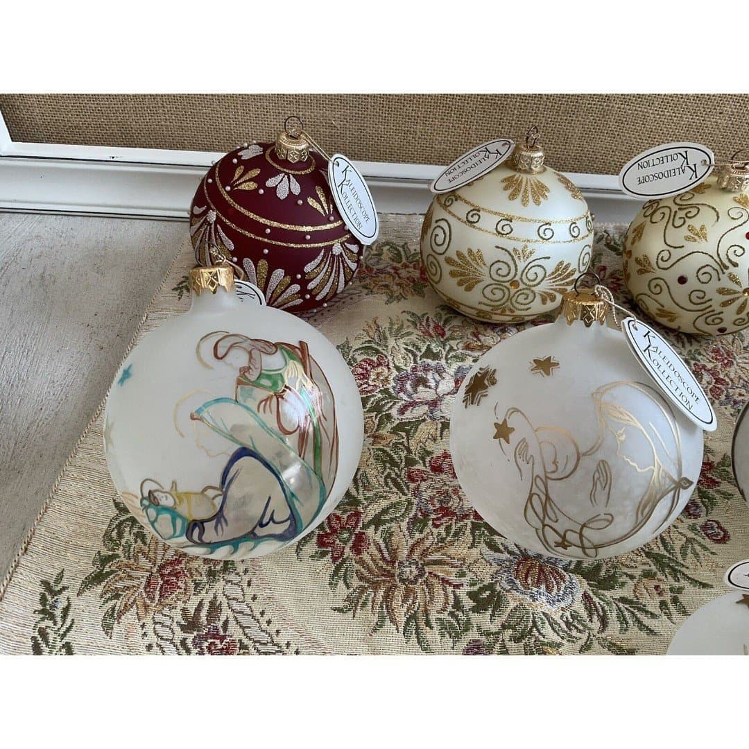 Lot Of 6 Kaleidoscope Kolle tion Glass Christmas Ornaments - Thumbnail 3