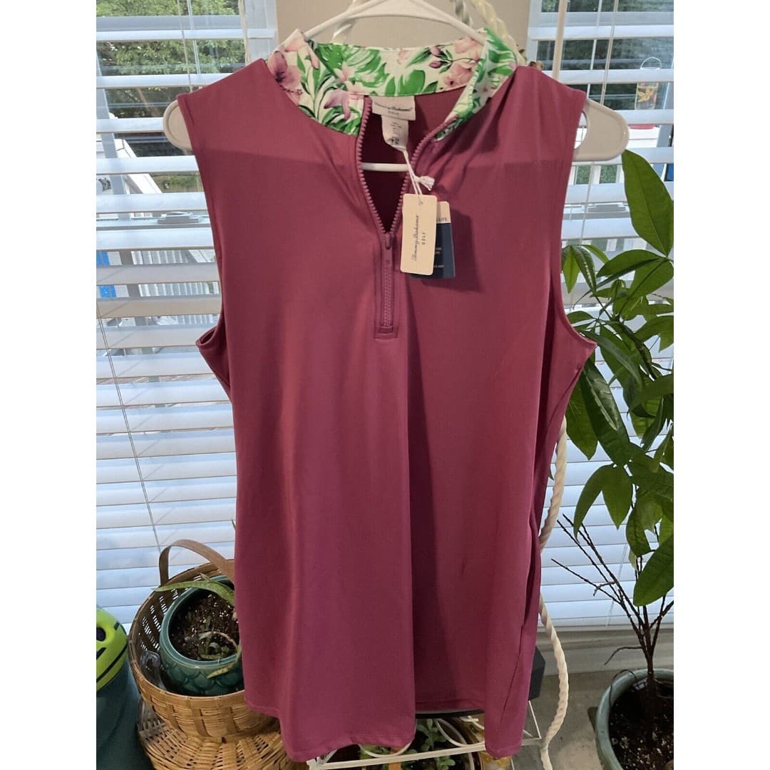 Tommy Bahama Golf Dress Women's Large Pink Solid Quarter Zip Pockets UPF NWT - Thumbnail 2