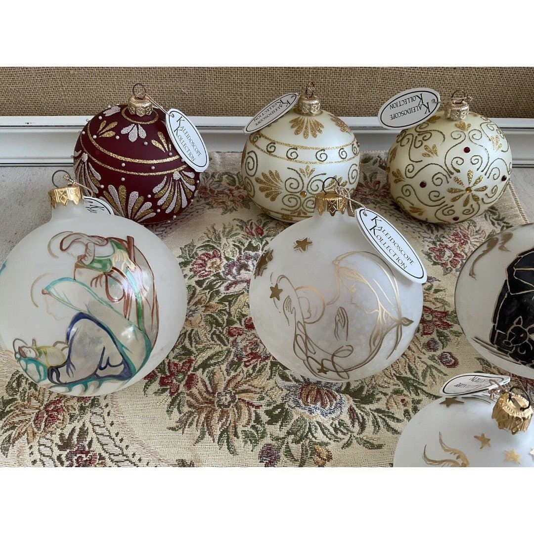 Lot Of 6 Kaleidoscope Kolle tion Glass Christmas Ornaments - Thumbnail 4