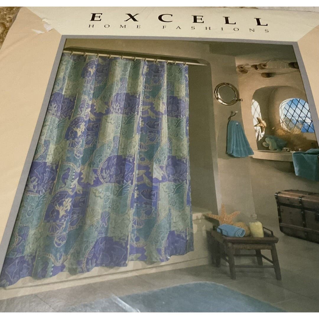 Vintage Coral Reef Design Excell Home Fashion Fabric Shower Curtain NEW
