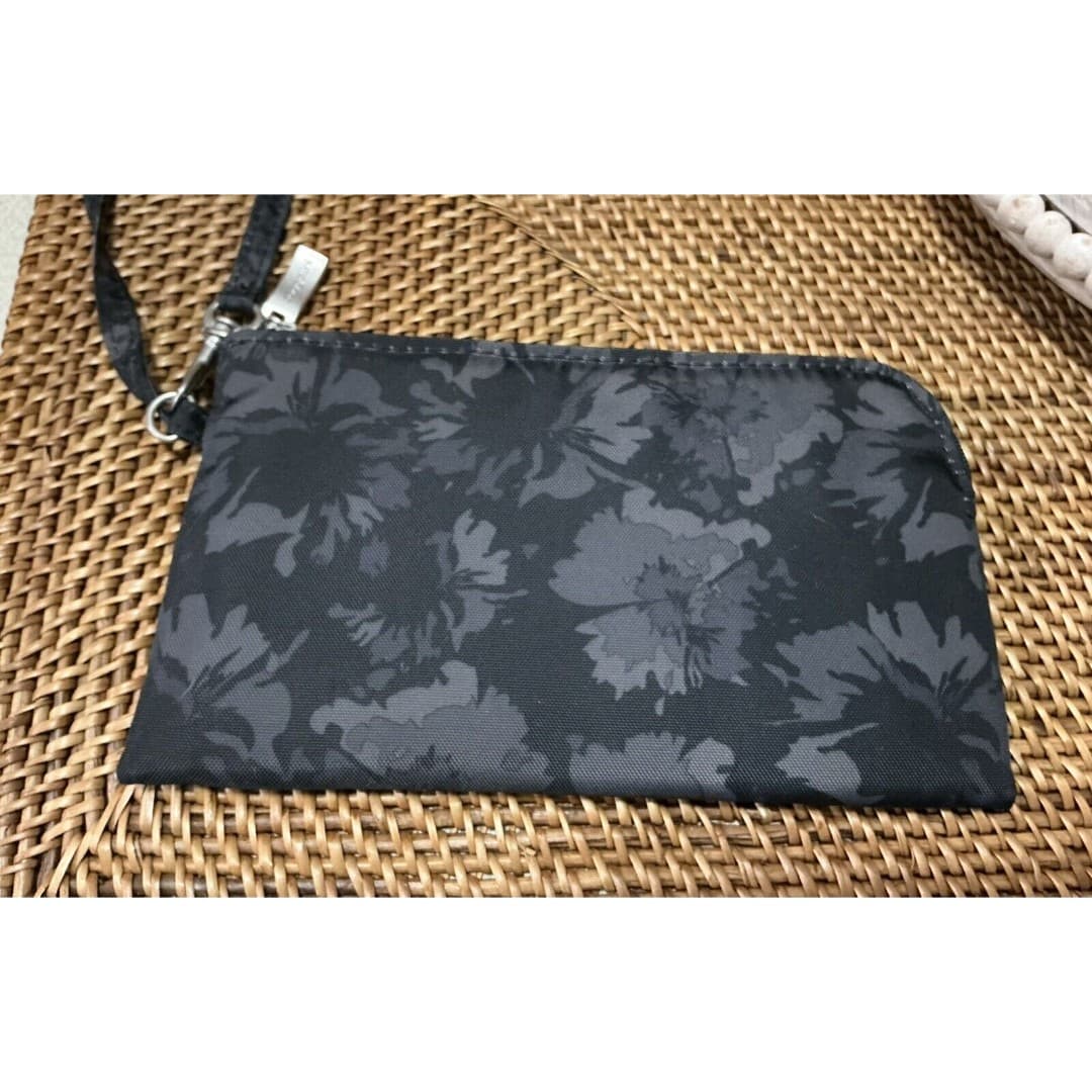 Baggallini RFID Onyx Floral Go Phone Wristlet Clutch Wallet Black Gray Floral - Thumbnail 5