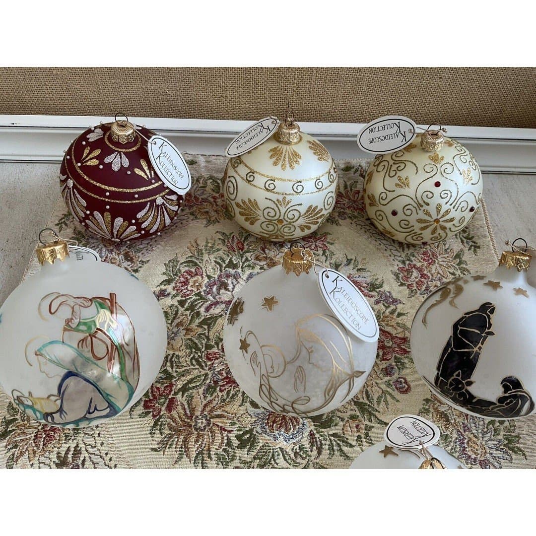 Lot Of 6 Kaleidoscope Kolle tion Glass Christmas Ornaments - Thumbnail 2