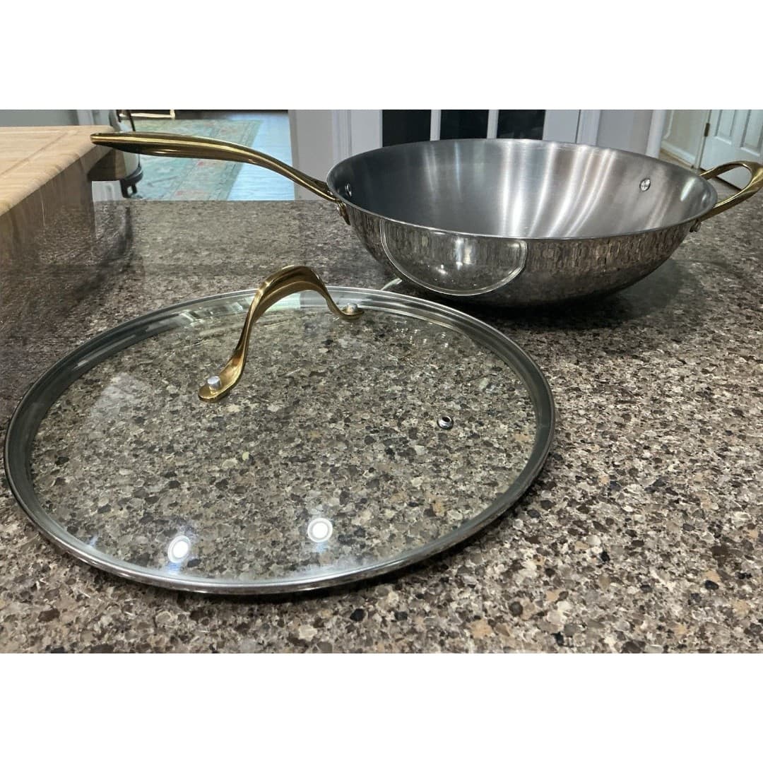 Chrissy Teigen Cravings Stainless Steel 13” Pepper Wok W/ Gold Handles - Thumbnail 9