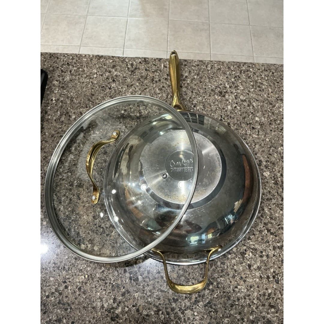 Chrissy Teigen Cravings Stainless Steel 13” Pepper Wok W/ Gold Handles - Thumbnail 7