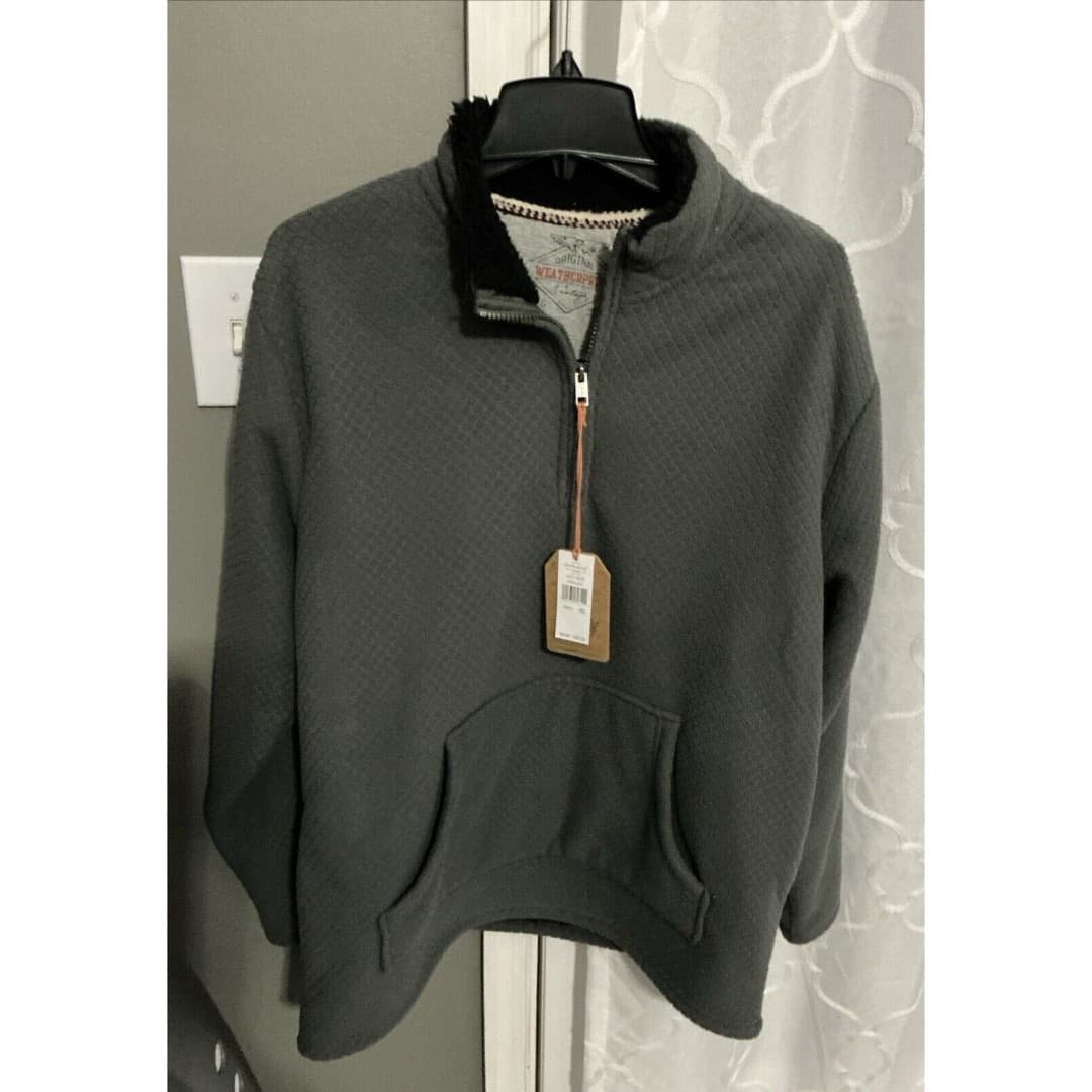 Weatherproof Vtg Men’s Sherpa 1/4 Zip Fleece Sweater Gray XL NWT