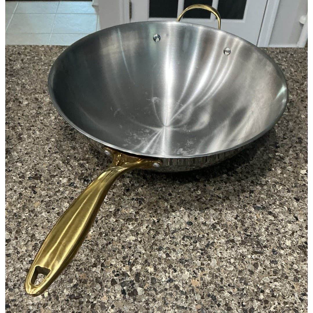Chrissy Teigen Cravings Stainless Steel 13” Pepper Wok W/ Gold Handles - Thumbnail 8