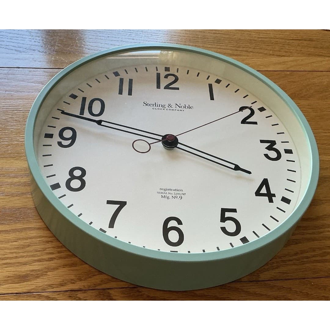 Sterling & Noble Quartz Schoolhouse Wall Clock Aqua Frame w/ Glass Lens 11 1/2" - Thumbnail 5