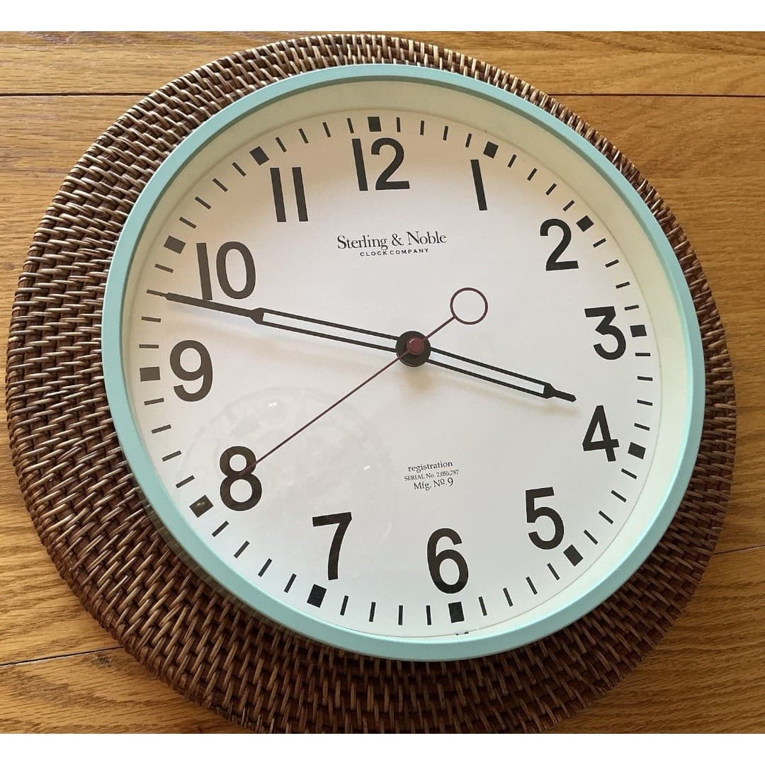 Sterling & Noble Quartz Schoolhouse Wall Clock Aqua Frame w/ Glass Lens 11 1/2" - Thumbnail 3