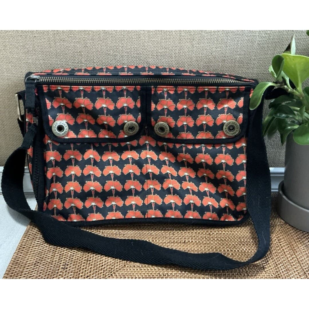 Vintage GAP Crossbody Messenger Bag Blk/Orange