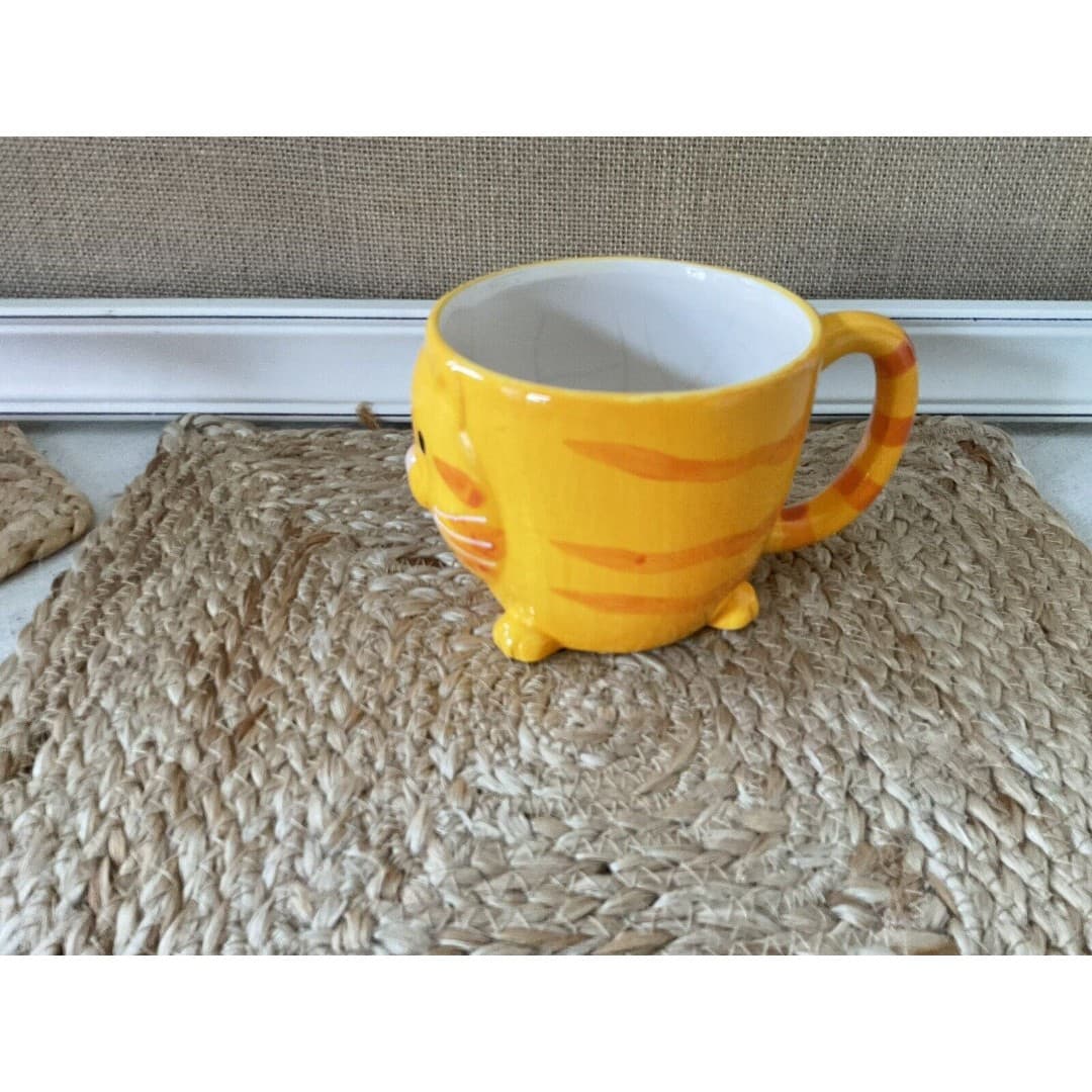 Orange Cat Ceramic Mug for Coffee or Tea Good Used Condition - Thumbnail 2
