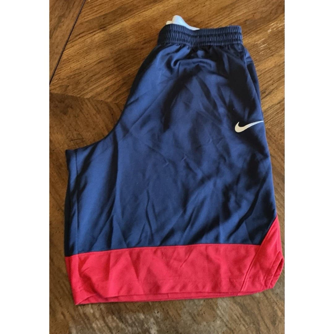 Nike Dri Fit Navy & Red Mens XXLarge Mini Swoosh Drawstring Basketball Shorts - Thumbnail 2