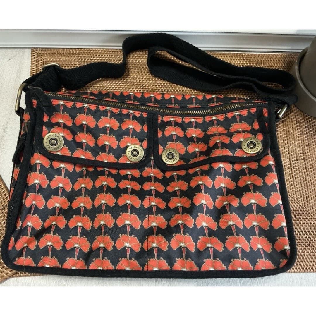 Vintage GAP Crossbody Messenger Bag Blk/Orange - Thumbnail 2
