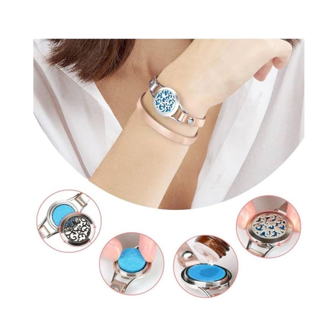 Sonora Aromatherapy Essential Oil Diffuser Gold Bracelet Gift Set New - Thumbnail 3