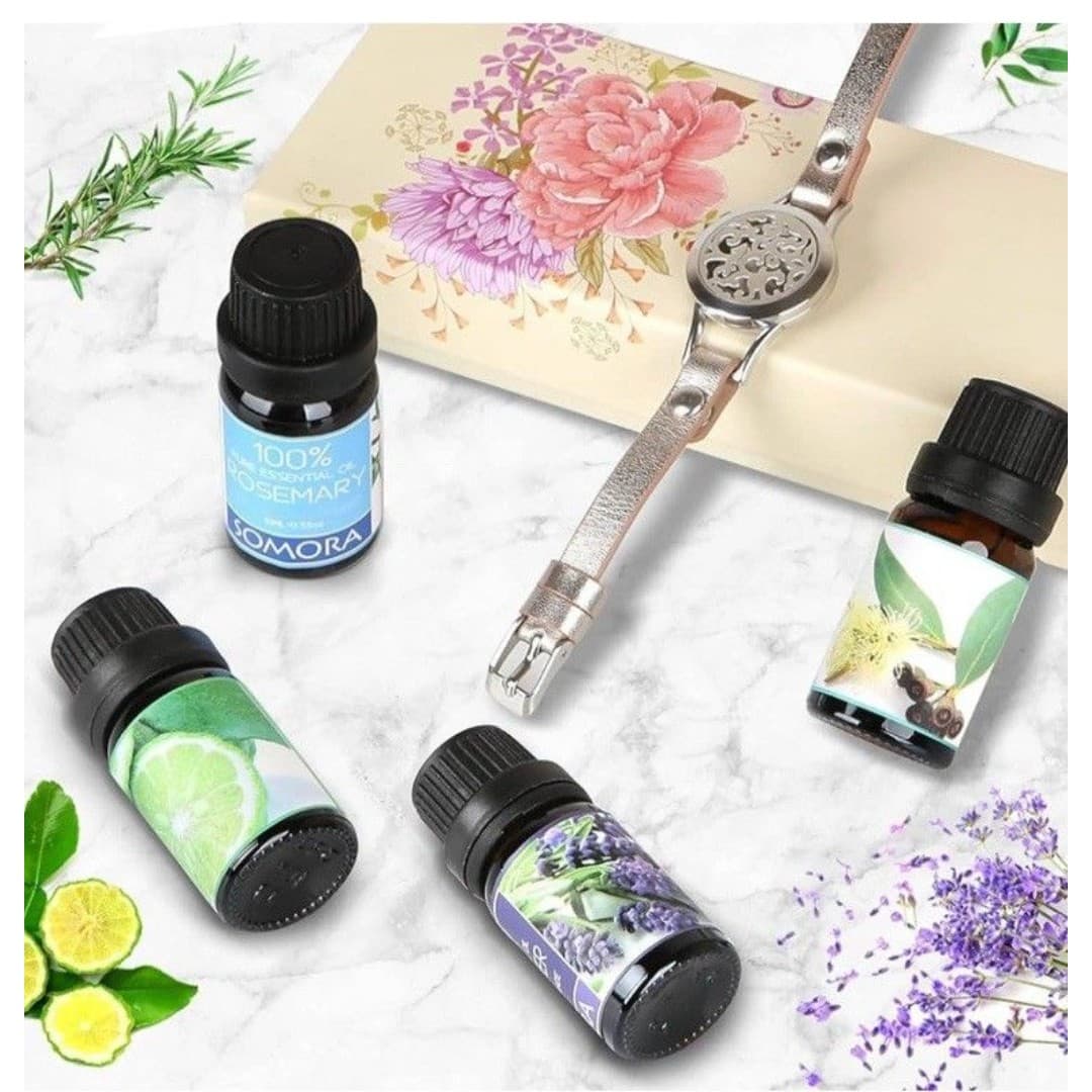 Sonora Aromatherapy Essential Oil Diffuser Gold Bracelet Gift Set New - Thumbnail 5