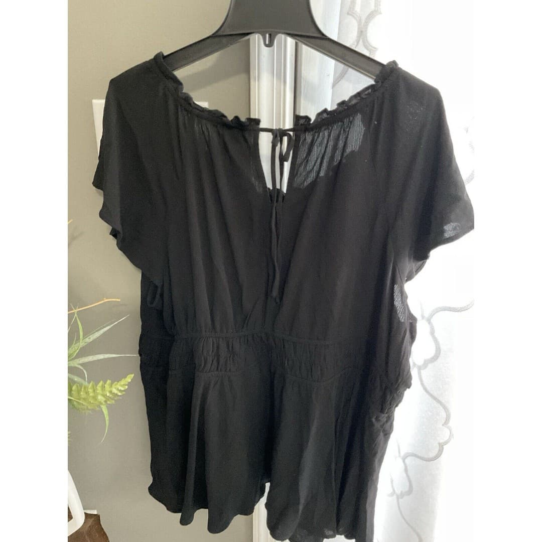 Torrid Babydoll Washable Gauze Short Sleeve Top Black Sz 4 #G05120 - Thumbnail 3