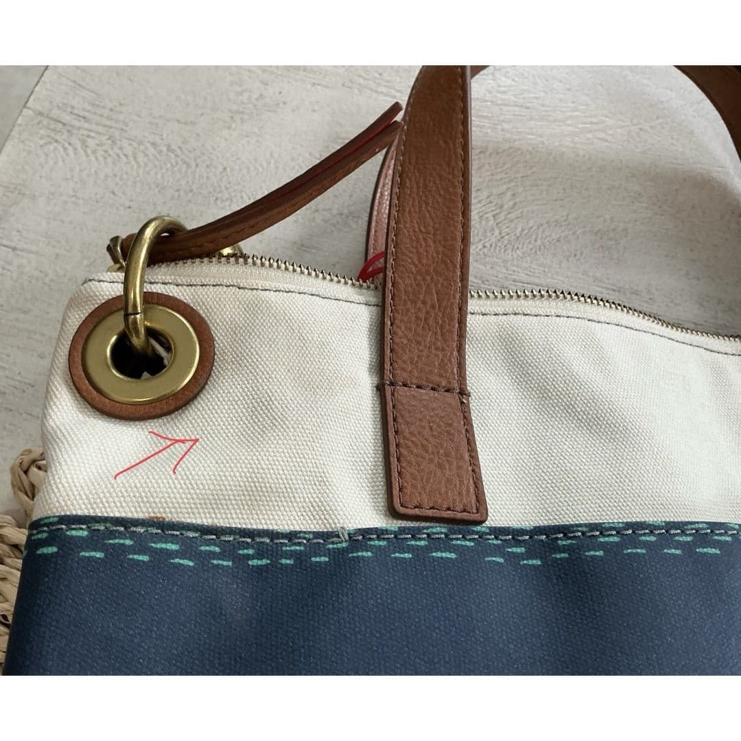 Womens Fossil Canvas Crossbody Shoulder Bag Multicolor Large Strap - Thumbnail 6