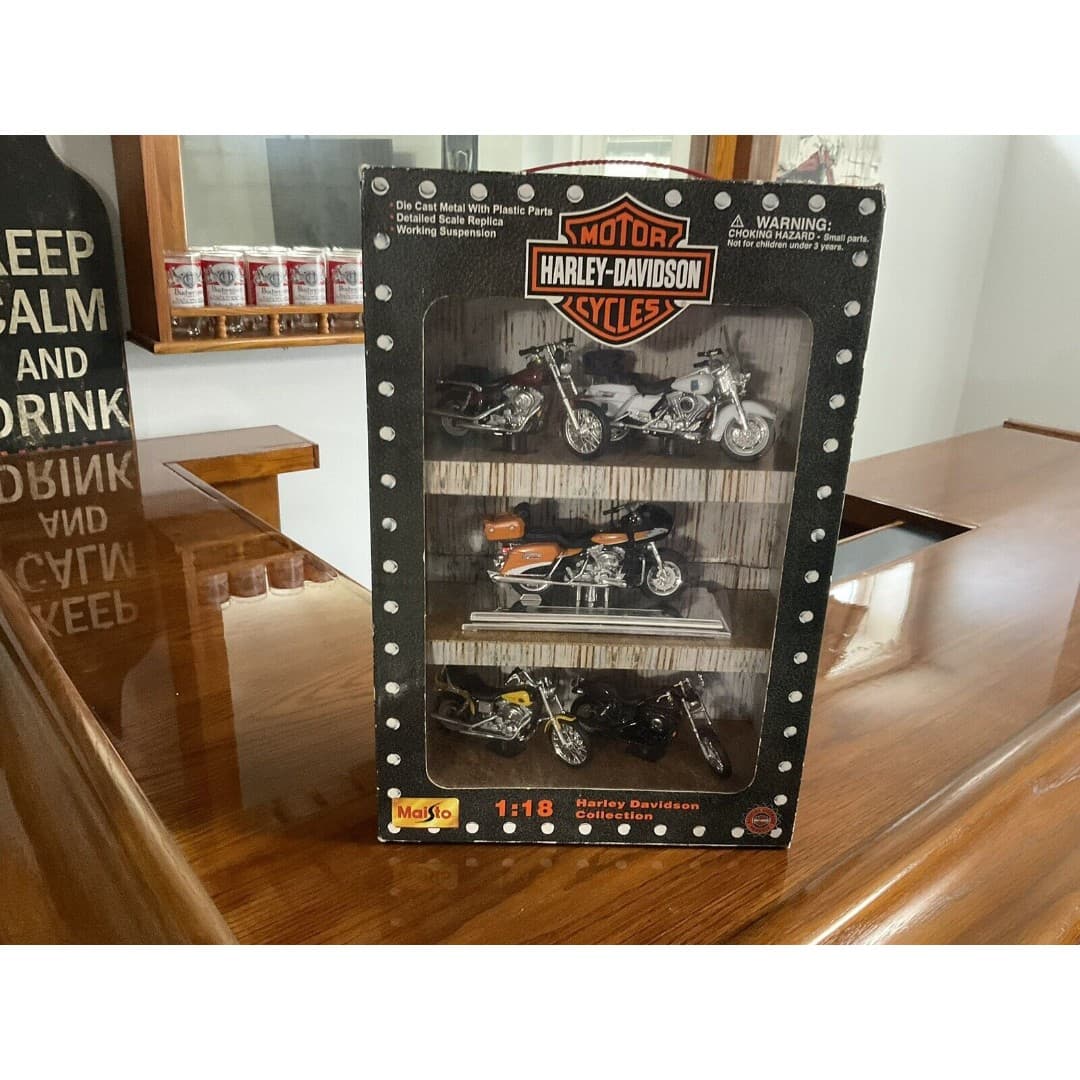 2000 MAISTO HARLEY DAVIDSON Collection5-BIKE BOXED SET Motorcycle Die Cast 1:18