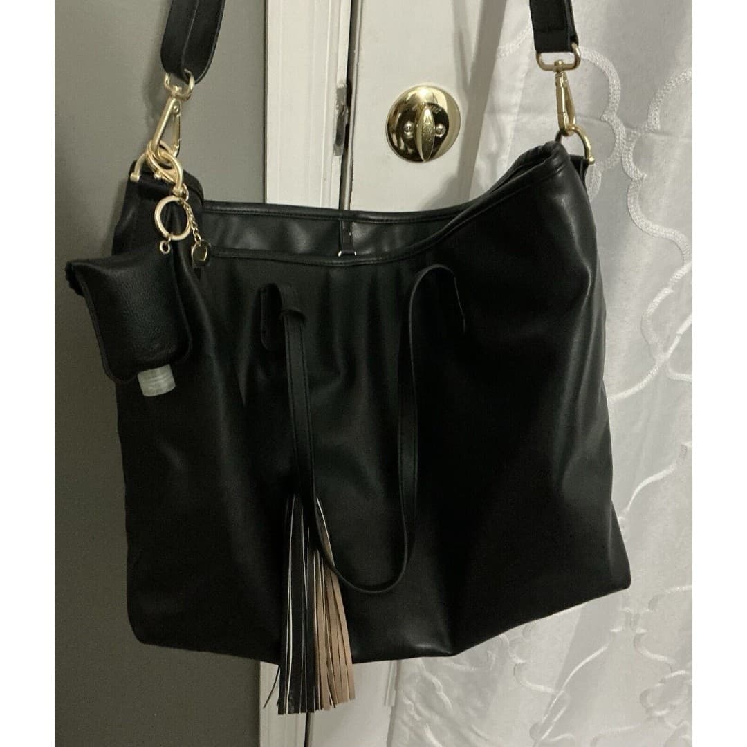 Tushbaby Vegan Leather Handbag - Black - Thumbnail 4