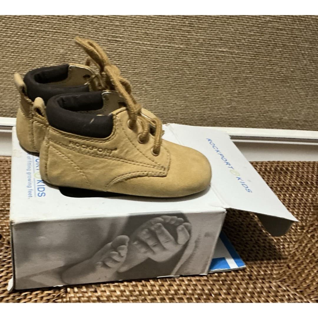 Rockport Kids Baby Crib Booties Shoes Nubuck Wheat Tan Boots Size 2M - Thumbnail 2