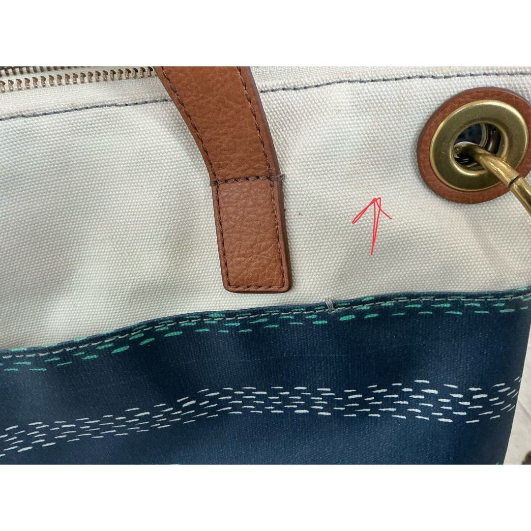 Womens Fossil Canvas Crossbody Shoulder Bag Multicolor Large Strap - Thumbnail 8