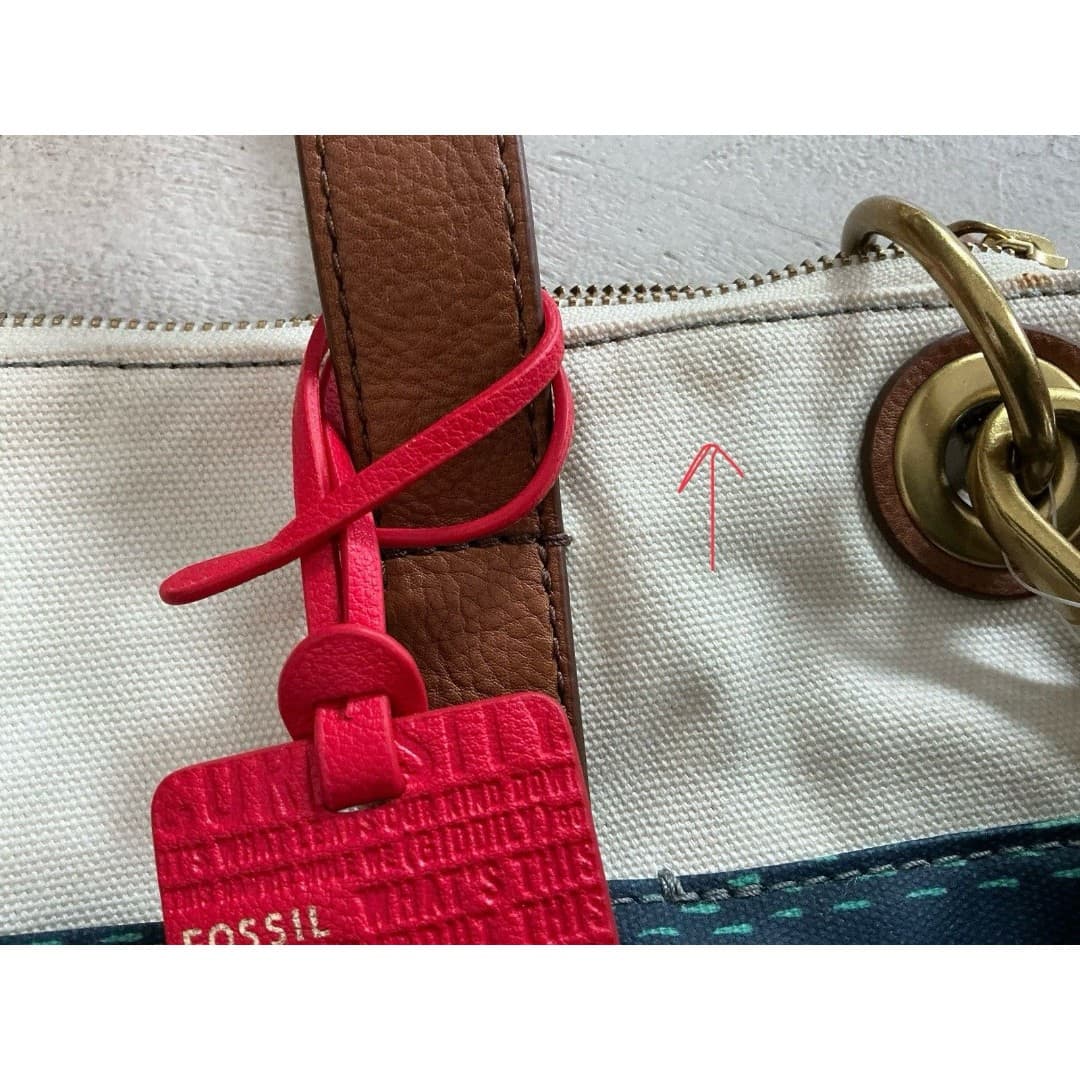 Womens Fossil Canvas Crossbody Shoulder Bag Multicolor Large Strap - Thumbnail 5