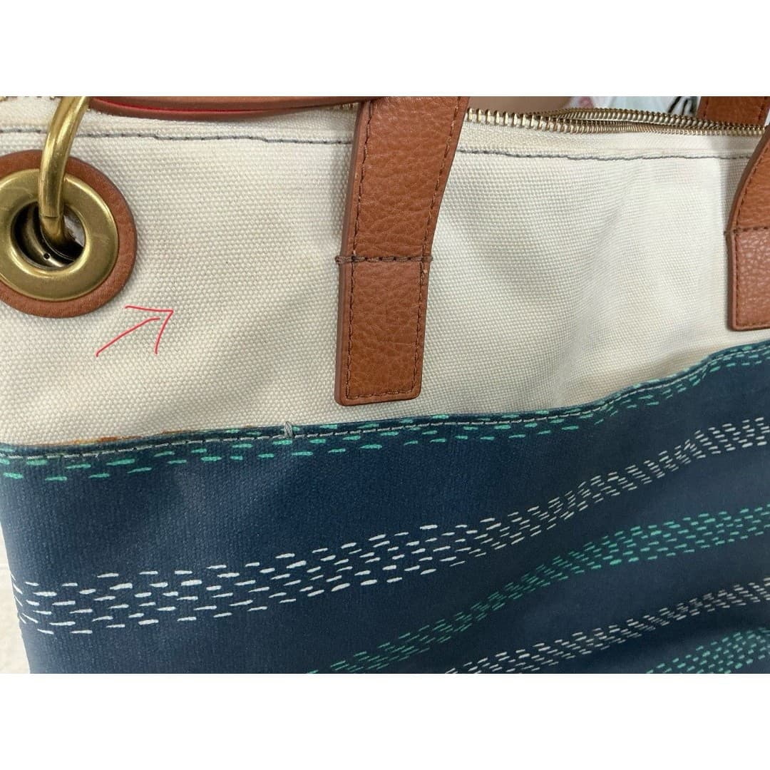Womens Fossil Canvas Crossbody Shoulder Bag Multicolor Large Strap - Thumbnail 7