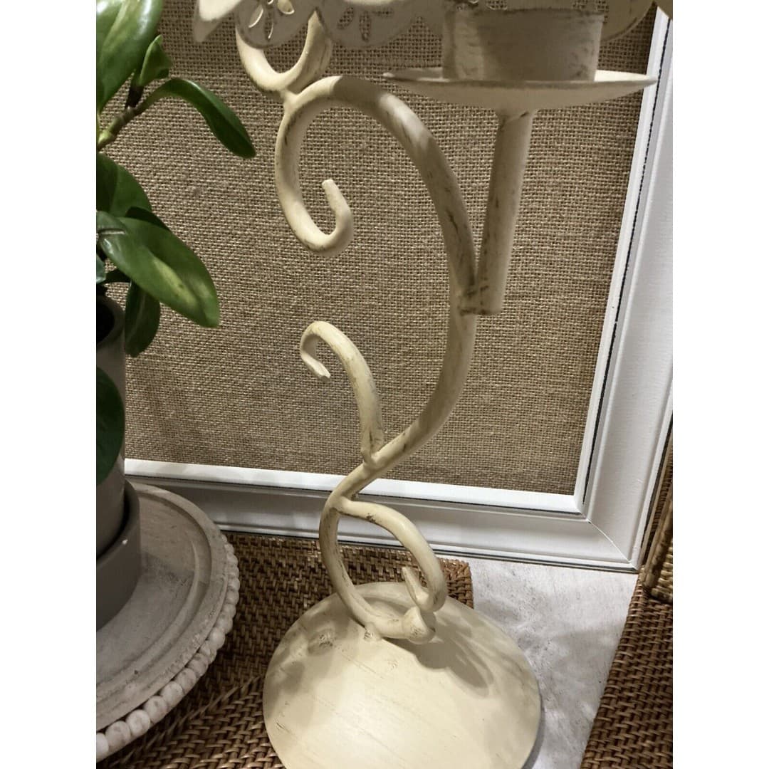 Cottage Candle Holders W/Handing Lamp Shades ~Metal /Cream - Thumbnail 9