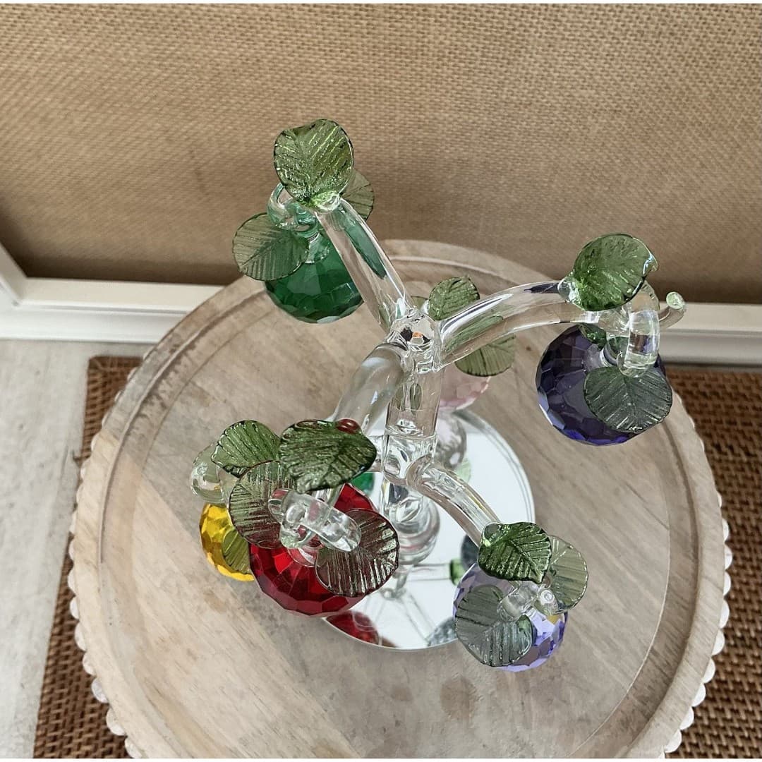 7 PC CRYSTAL APPLES TREE FIGURINE 6 REMOVABLE APPLES Deluxe FRUIT SALE - Thumbnail 4