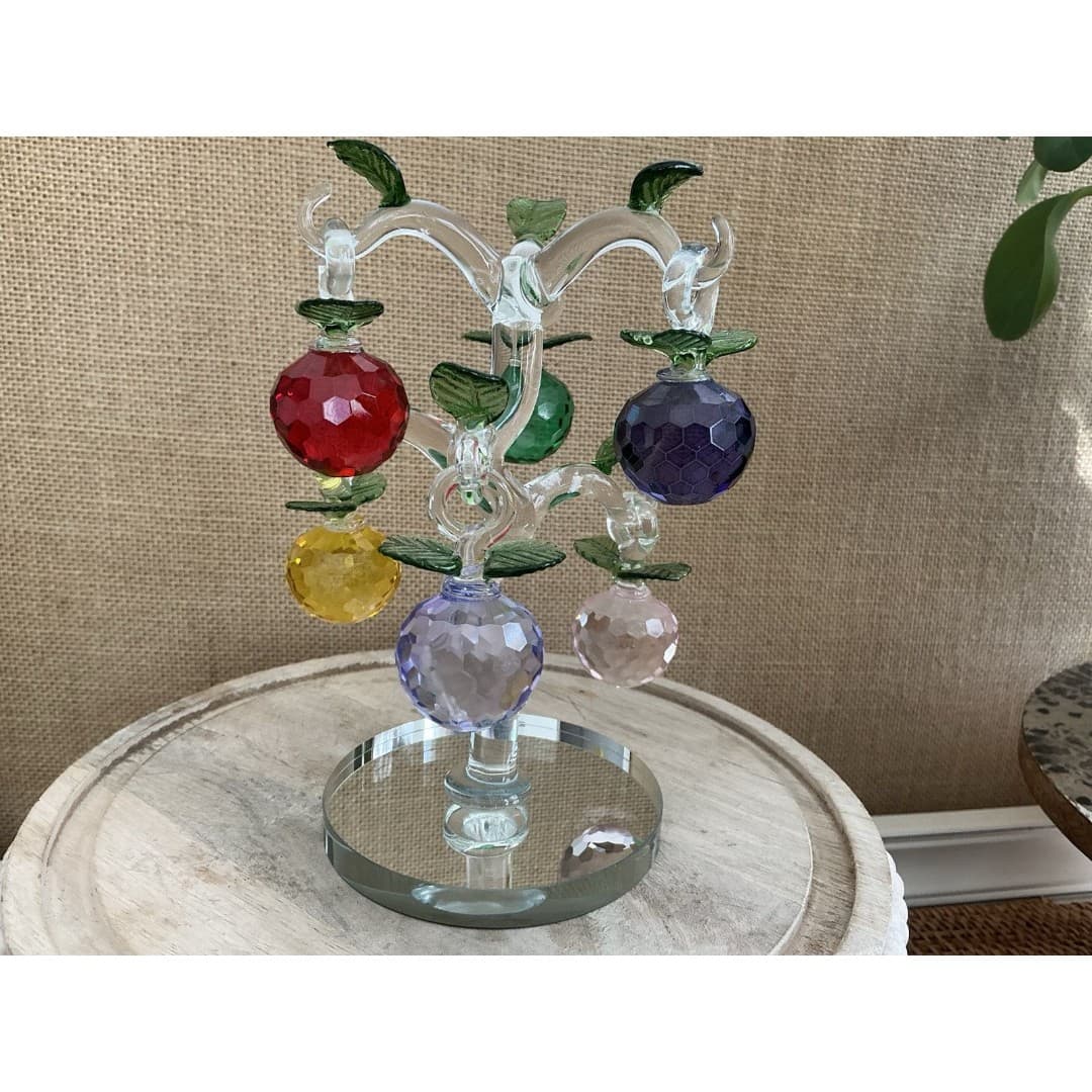 7 PC CRYSTAL APPLES TREE FIGURINE 6 REMOVABLE APPLES Deluxe FRUIT SALE - Thumbnail 5
