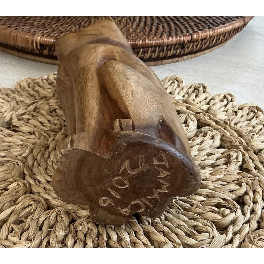 Vintage Wooden Carved Cat Figurine Statuette 9” Hand Carved Jamaica - Thumbnail 7