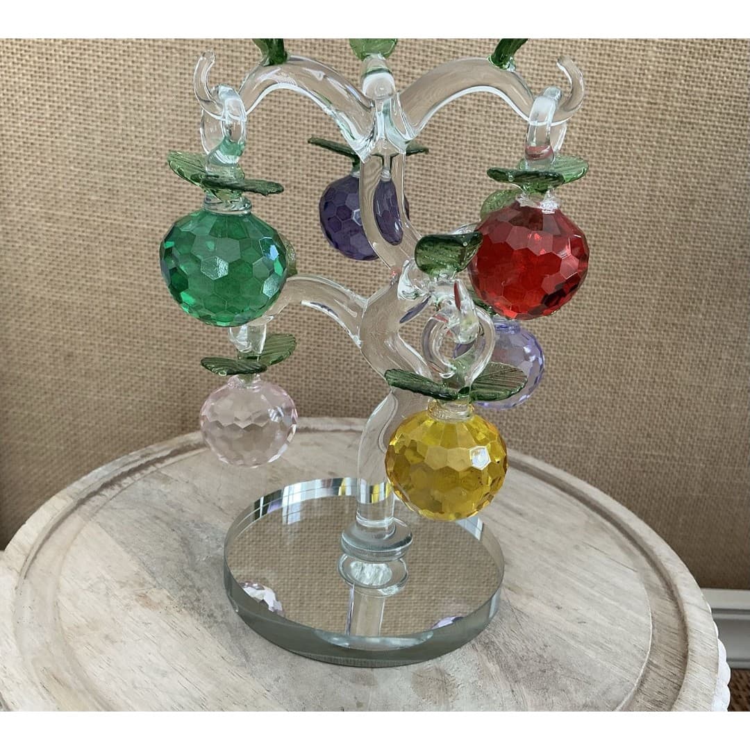 7 PC CRYSTAL APPLES TREE FIGURINE 6 REMOVABLE APPLES Deluxe FRUIT SALE - Thumbnail 2