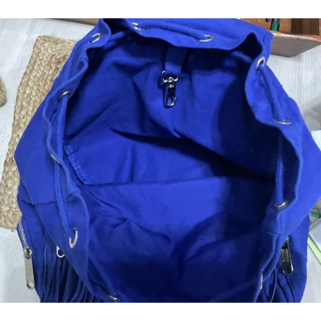 Victorias Secret PINK School Backpack Blue Denim Fringe - Thumbnail 6