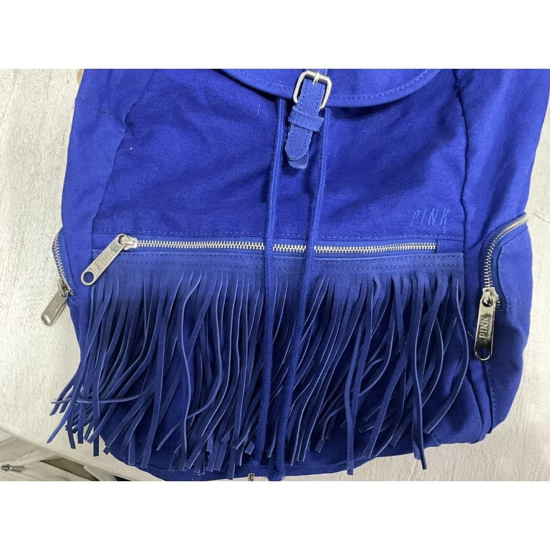 Victorias Secret PINK School Backpack Blue Denim Fringe - Thumbnail 4