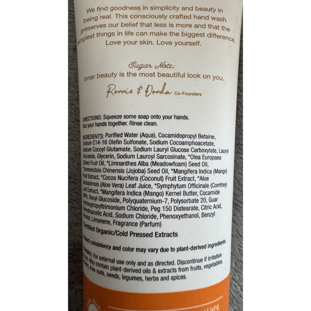 Raw Sugar Simply Hand Wash Cold Pressed Raw Coconut And Mango 9 oz NEW - Thumbnail 3