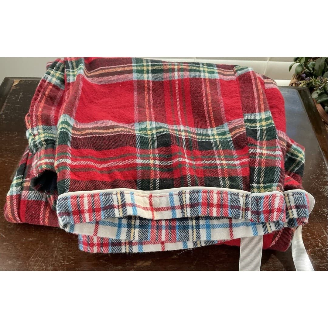 Lands End Women's Sz M Red Black Plaid Cotton Flannel Pajama Pant Shirt Set - Thumbnail 6