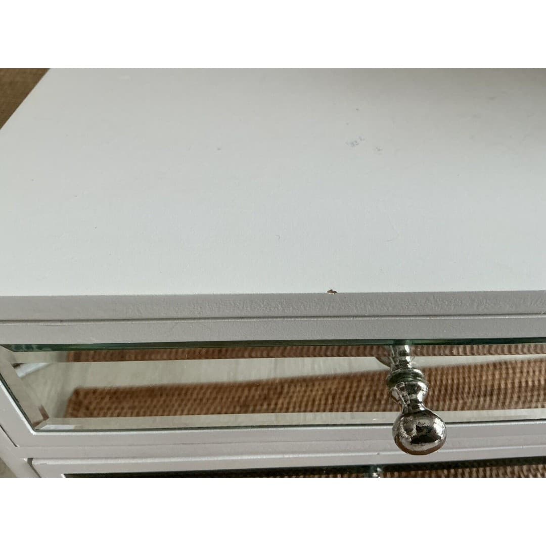 3 Drawer Mirror Glass Jewelry Box White - Thumbnail 11